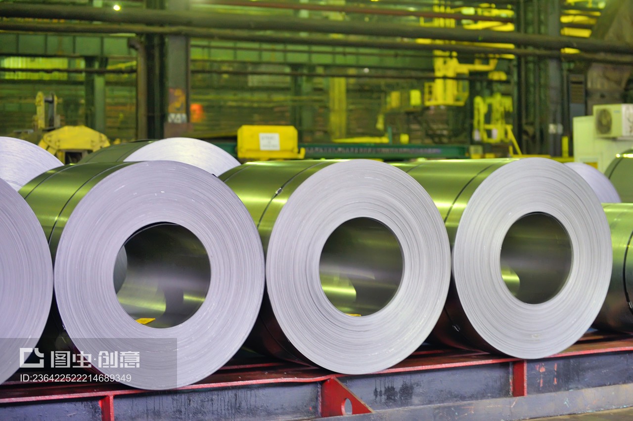 rolls of steel sheet in a warehouse